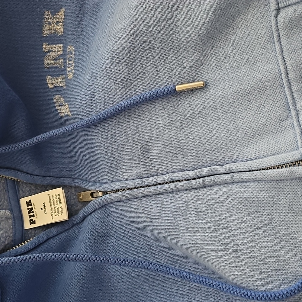 NWOT PINK Victoria's Secret Light Blue Gradient Zip-Up Hoodie - Picture 2 of 7
